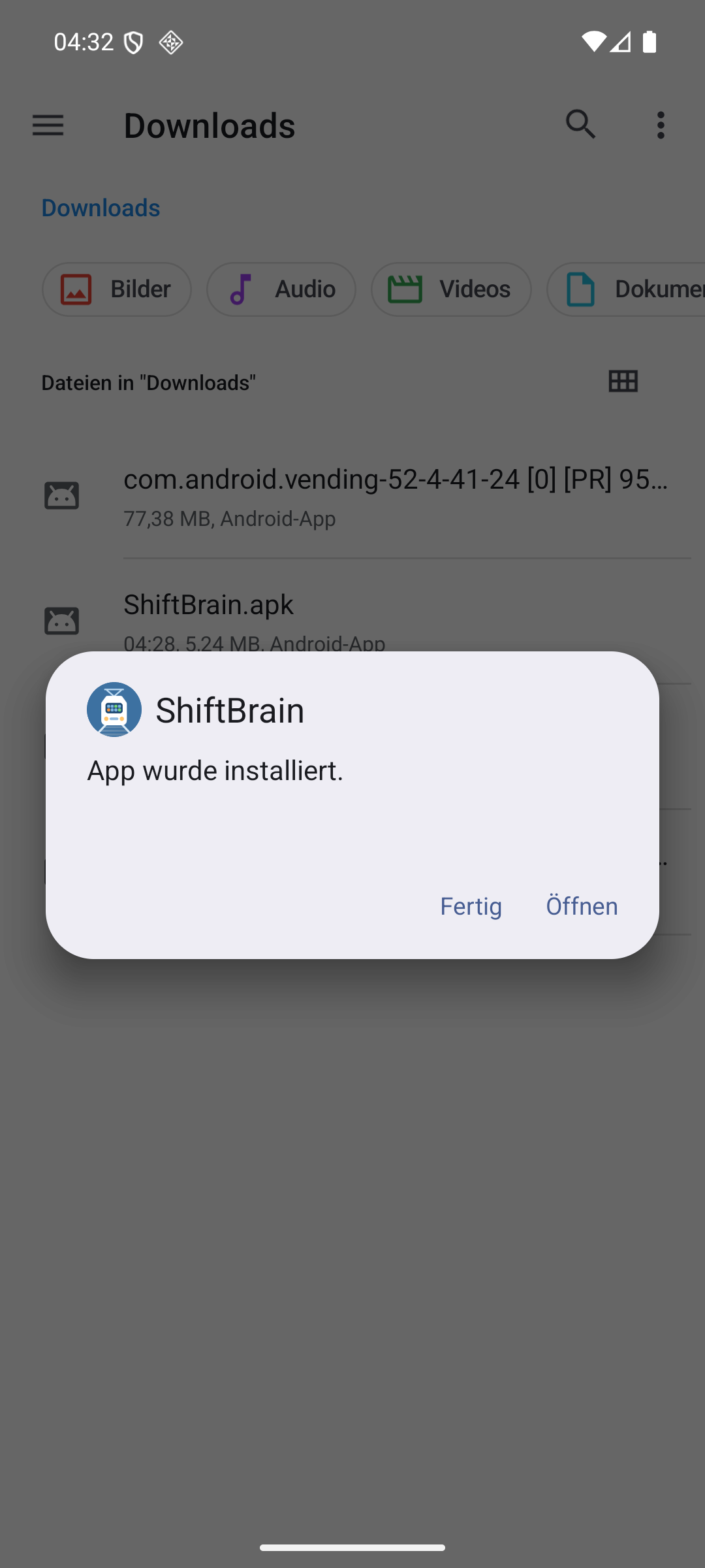 App wurde installiert