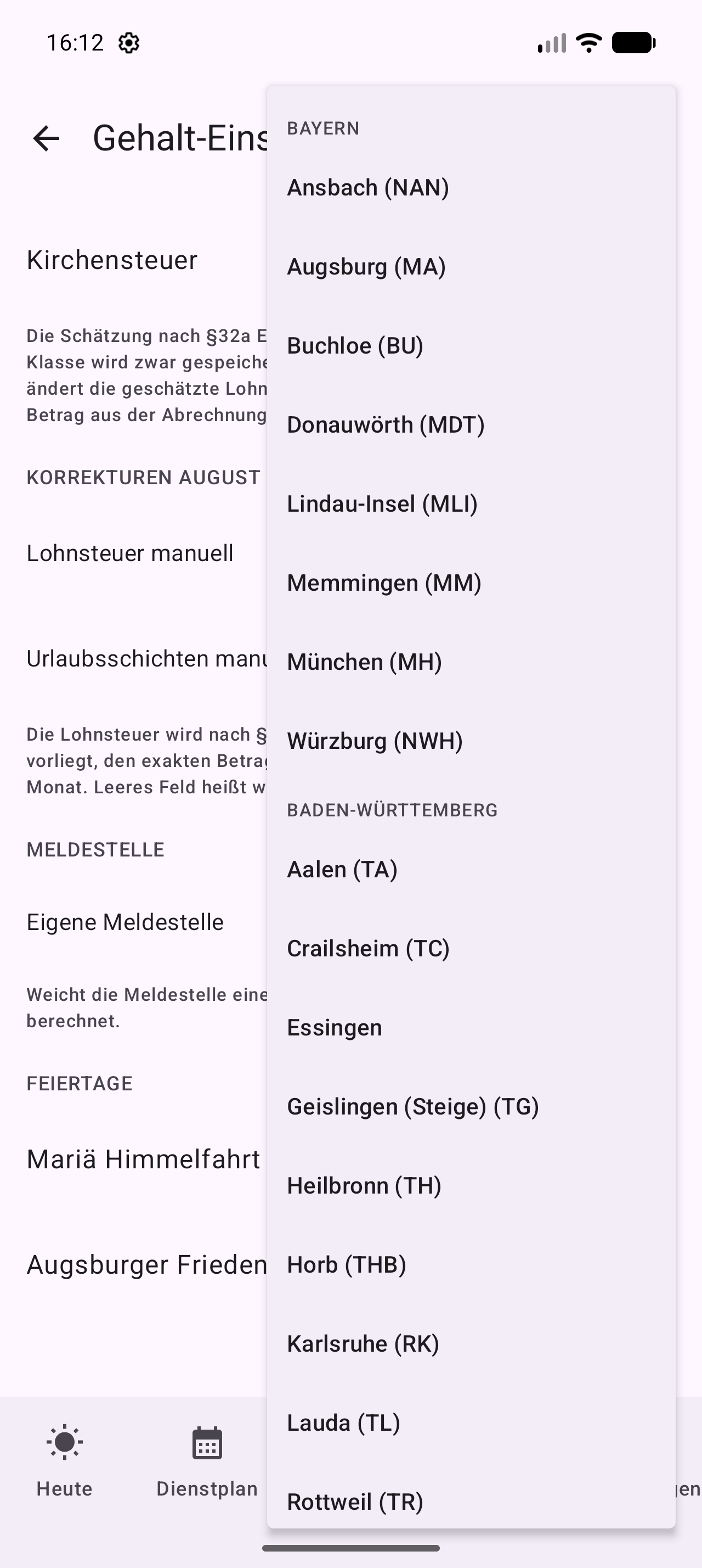 Meldestellen-Liste, nach Bundesland gruppiert