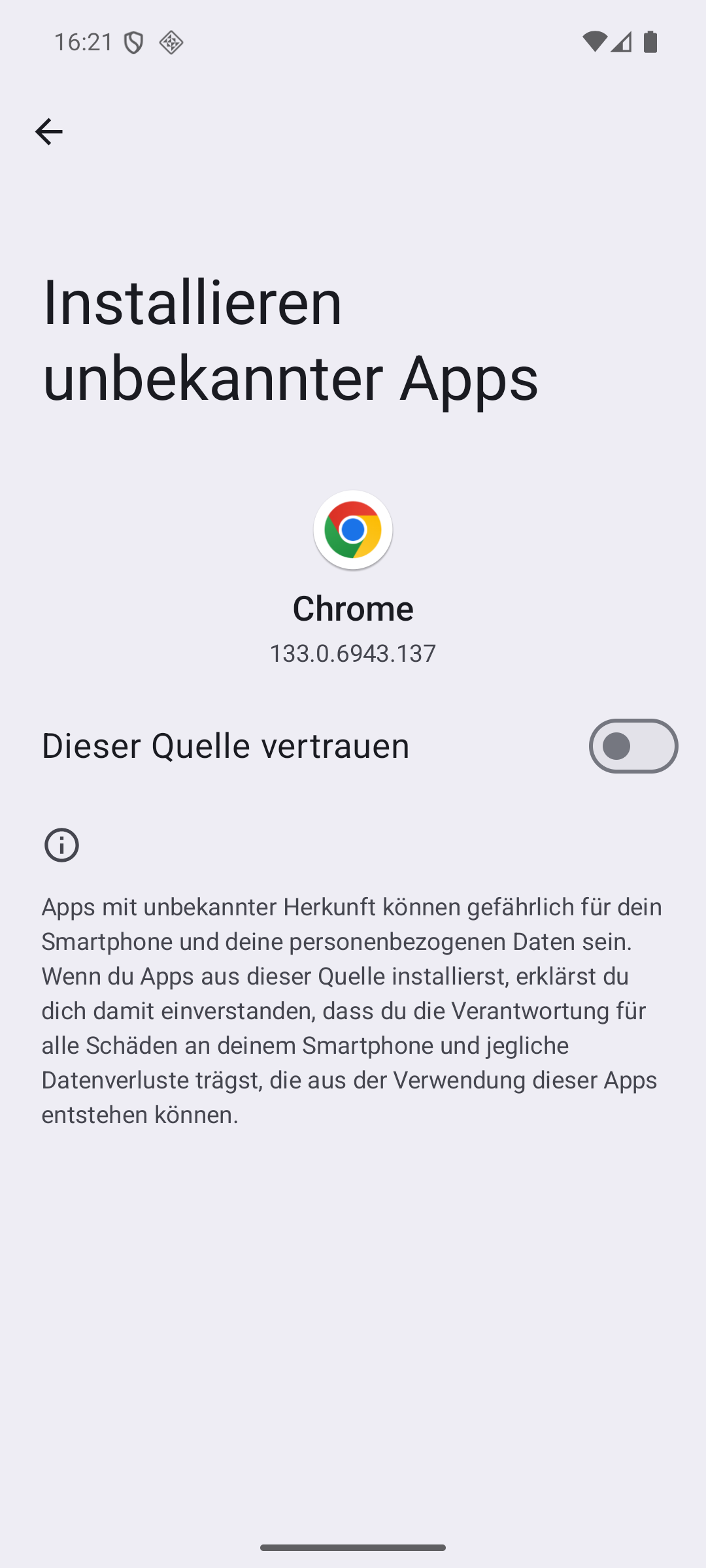 Dieser Quelle vertrauen einschalten